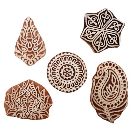 Set of 5 Piece New Mix Wooden Printing Blocks